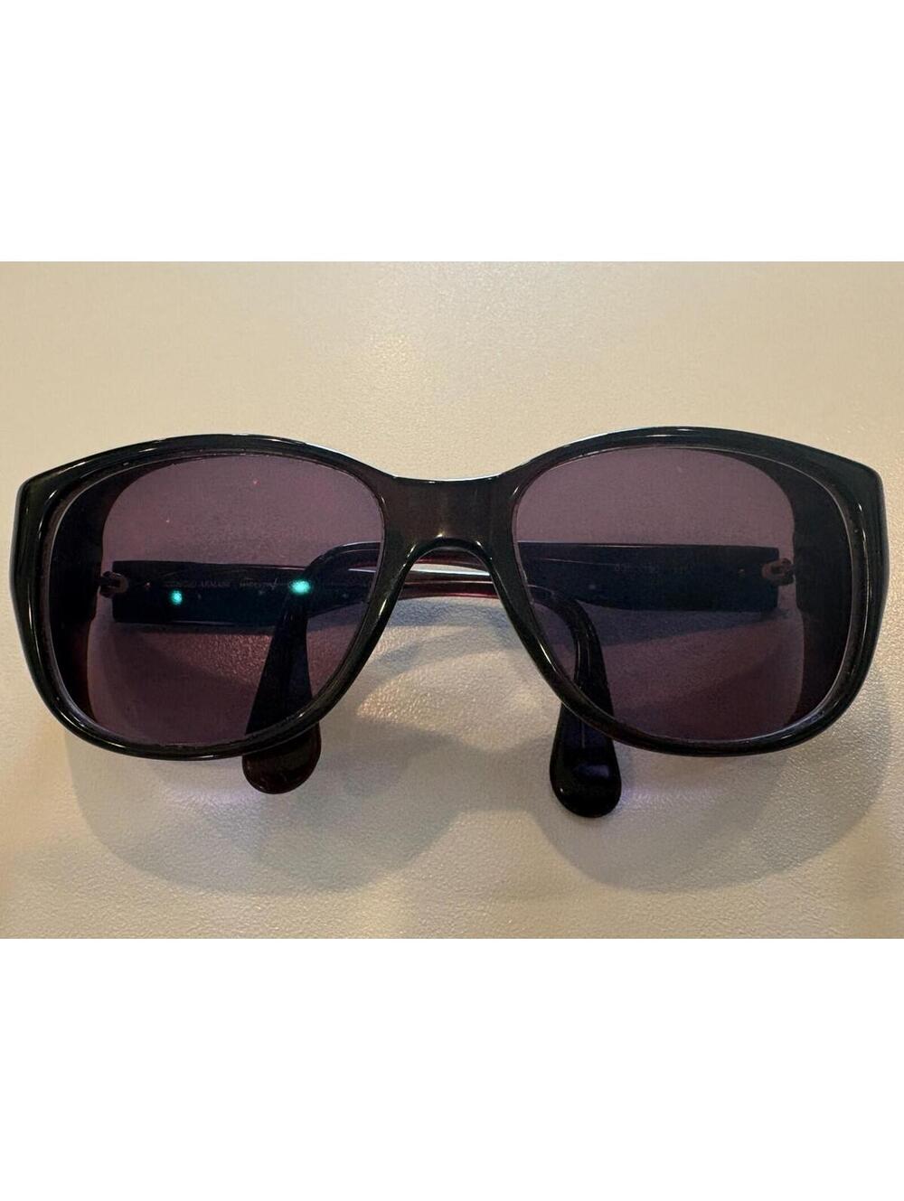 Vintage Giorgio Armani 835 190 Sunglasses Black Maroon Shield Frame Italy 125